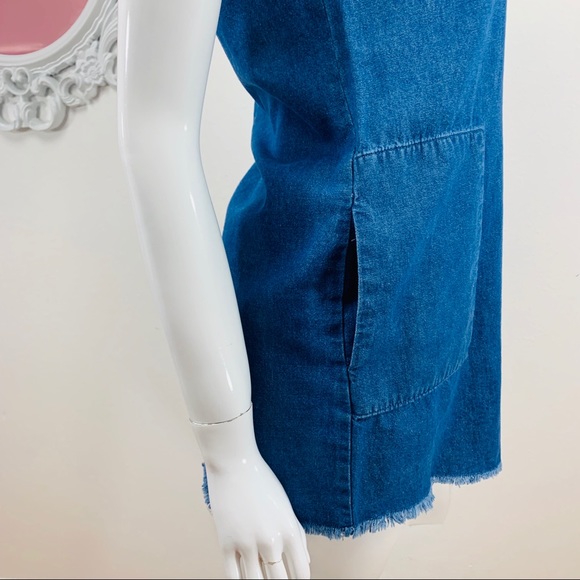 Zara Trf / Frayed Hem Blue Jean Dress - Picture 6 of 8